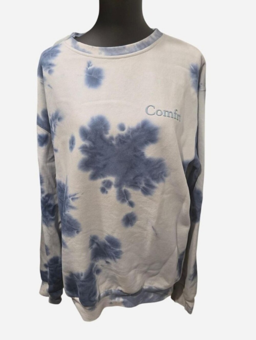 Comfrt Tie-Dye Crewneck Sweatshirt - Light Blue/White